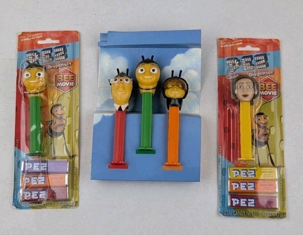 The Bee Movie Pez Dispensers Lot Of 3 Barry Benson, Adam Buzz, Pollen Jock